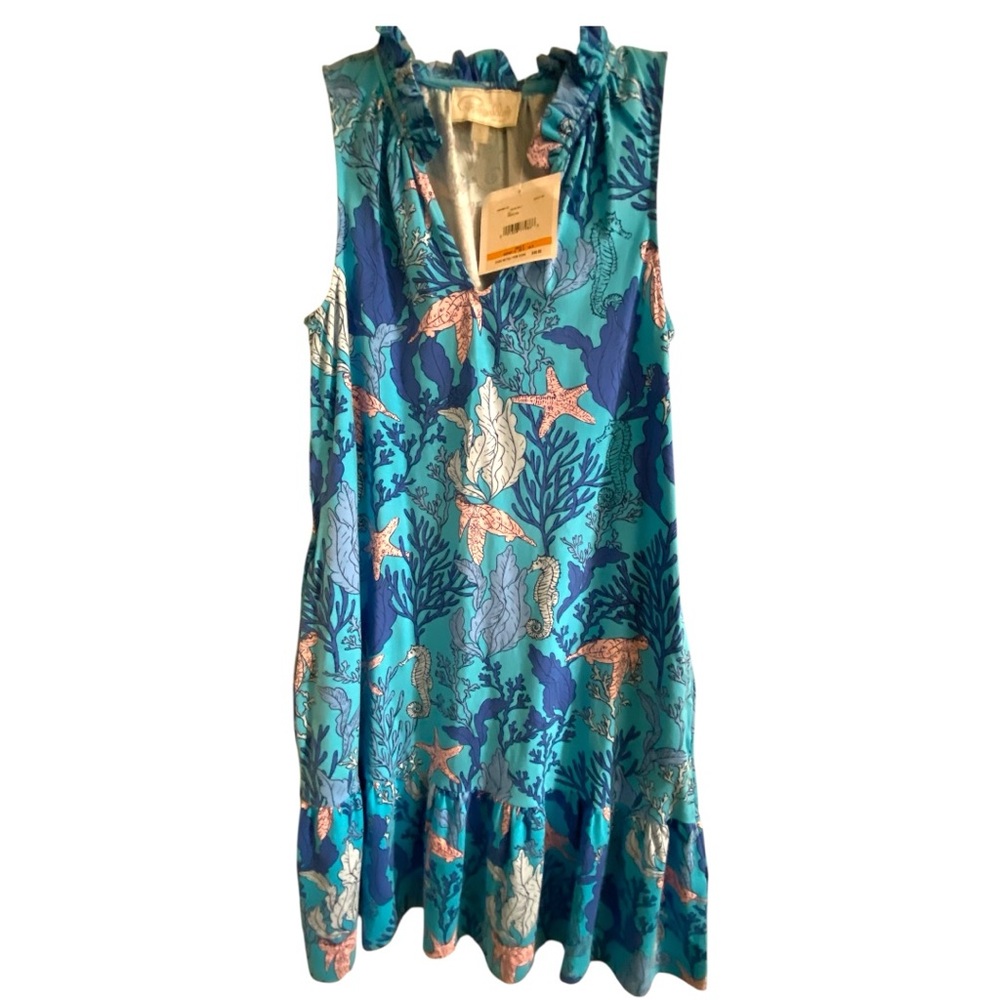 Pappagallo Azure Tank Dress - Sea Horse Turtles Starfish - Picture 4 of 6